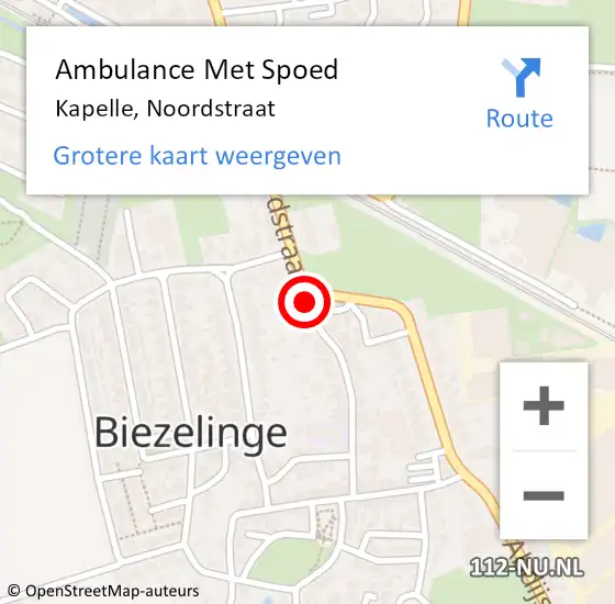 Locatie op kaart van de 112 melding: Ambulance Met Spoed Naar Kapelle, Noordstraat op 24 april 2017 17:37