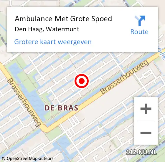 Locatie op kaart van de 112 melding: Ambulance Met Grote Spoed Naar Den Haag, Watermunt op 24 april 2017 18:48