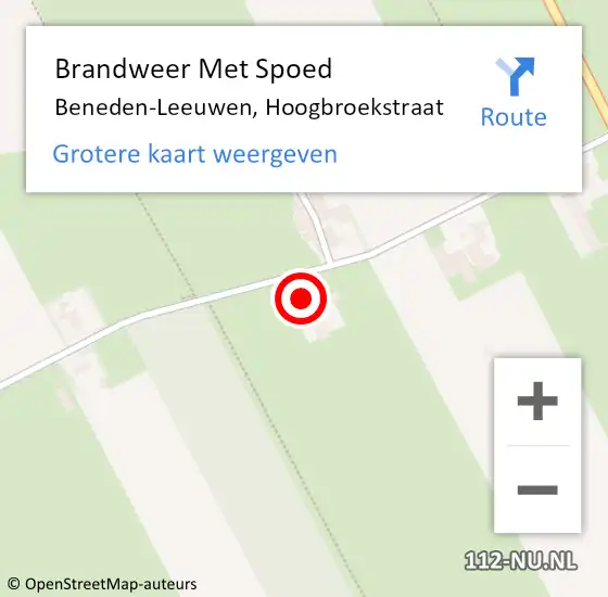 Locatie op kaart van de 112 melding: Brandweer Met Spoed Naar Beneden-Leeuwen, Hoogbroekstraat op 24 april 2017 19:08