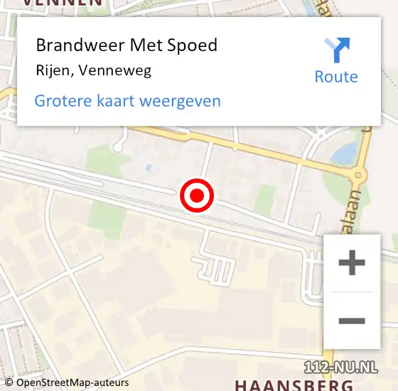 Locatie op kaart van de 112 melding: Brandweer Met Spoed Naar Rijen, Venneweg op 24 april 2017 19:16