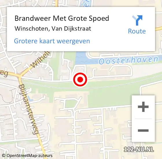 Locatie op kaart van de 112 melding: Brandweer Met Grote Spoed Naar Winschoten, Van Dijkstraat op 24 april 2017 20:29