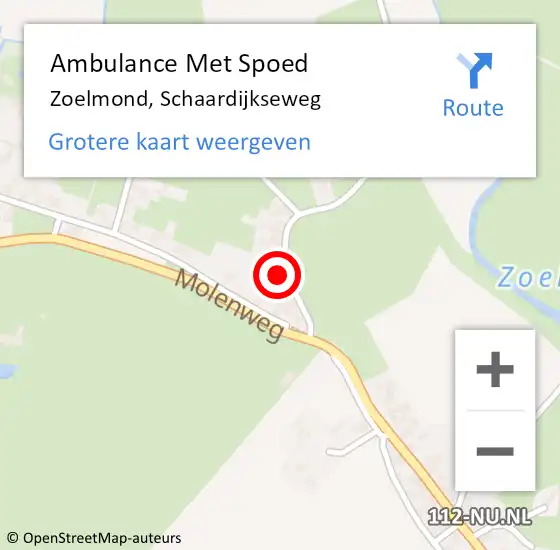 Locatie op kaart van de 112 melding: Ambulance Met Spoed Naar Zoelmond, Schaardijkseweg op 24 april 2017 20:41