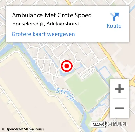 Locatie op kaart van de 112 melding: Ambulance Met Grote Spoed Naar Honselersdijk, Adelaarshorst op 24 april 2017 21:34