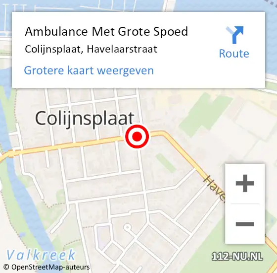 Locatie op kaart van de 112 melding: Ambulance Met Grote Spoed Naar Colijnsplaat, Havelaarstraat op 24 april 2017 22:28