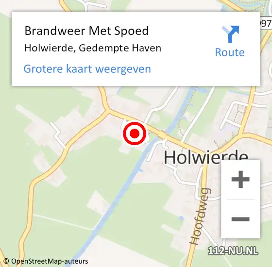 Locatie op kaart van de 112 melding: Brandweer Met Spoed Naar Holwierde, Gedempte Haven op 24 april 2017 22:42