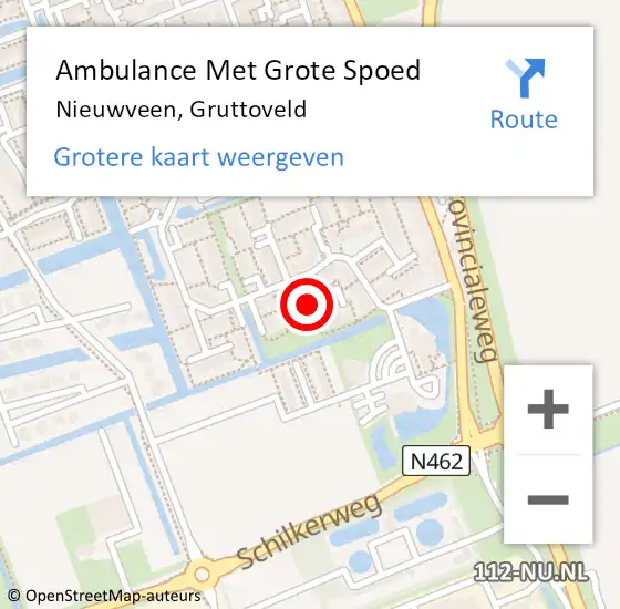 Locatie op kaart van de 112 melding: Ambulance Met Grote Spoed Naar Nieuwveen, Gruttoveld op 24 april 2017 22:53