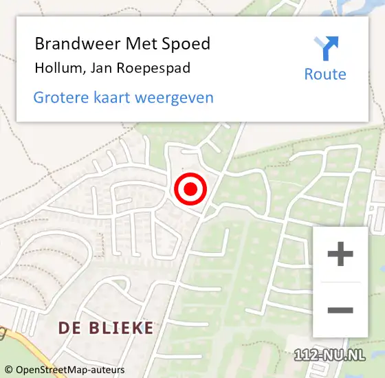 Locatie op kaart van de 112 melding: Brandweer Met Spoed Naar Hollum, Jan Roepespad op 24 april 2017 22:54