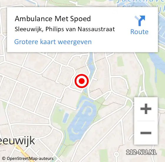 Locatie op kaart van de 112 melding: Ambulance Met Spoed Naar Sleeuwijk, Philips van Nassaustraat op 24 april 2017 23:11