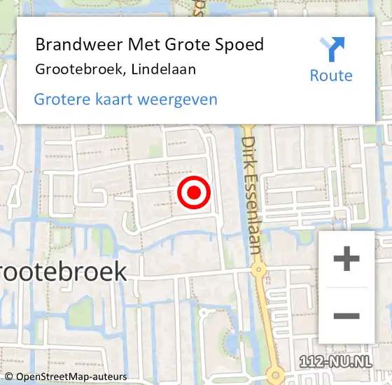 Locatie op kaart van de 112 melding: Brandweer Met Grote Spoed Naar Grootebroek, Lindelaan op 24 april 2017 23:55