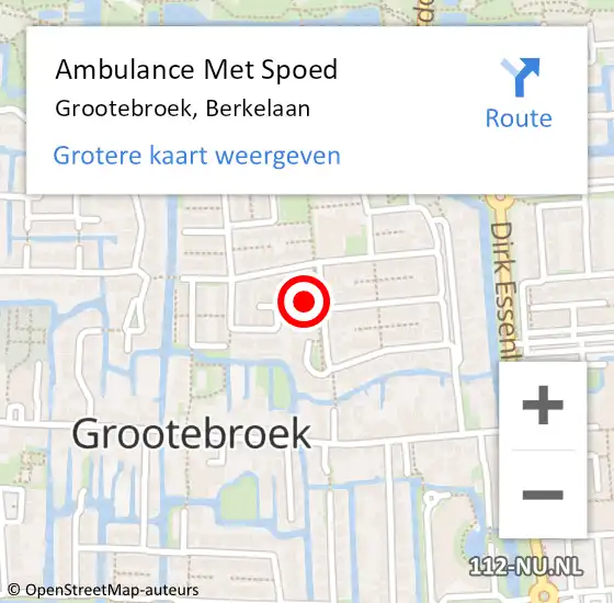 Locatie op kaart van de 112 melding: Ambulance Met Spoed Naar Grootebroek, Berkelaan op 25 april 2017 00:17