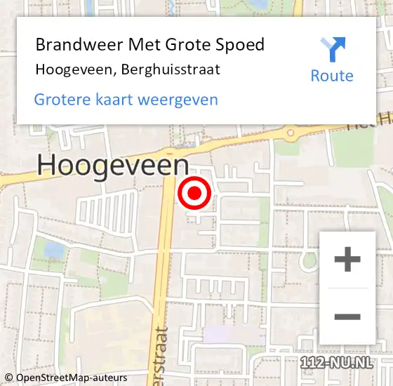 Locatie op kaart van de 112 melding: Brandweer Met Grote Spoed Naar Hoogeveen, Berghuisstraat op 25 april 2017 01:09