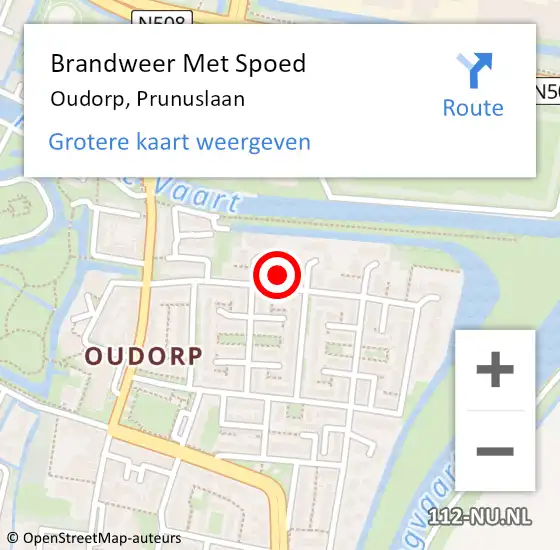 Locatie op kaart van de 112 melding: Brandweer Met Spoed Naar Oudorp, Prunuslaan op 25 april 2017 02:56