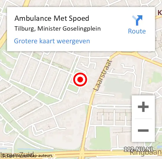 Locatie op kaart van de 112 melding: Ambulance Met Spoed Naar Tilburg, Minister Goselingplein op 25 april 2017 03:38