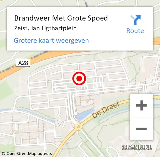 Locatie op kaart van de 112 melding: Brandweer Met Grote Spoed Naar Zeist, Jan Ligthartplein op 25 april 2017 03:56