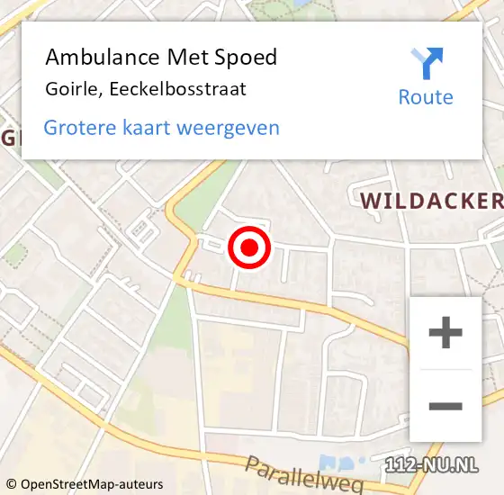 Locatie op kaart van de 112 melding: Ambulance Met Spoed Naar Goirle, Eeckelbosstraat op 25 april 2017 05:40