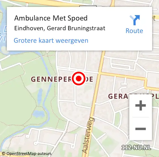 Locatie op kaart van de 112 melding: Ambulance Met Spoed Naar Eindhoven, Gerard Bruningstraat op 25 april 2017 07:25