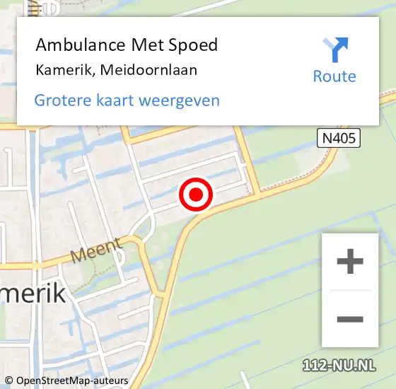 Locatie op kaart van de 112 melding: Ambulance Met Spoed Naar Kamerik, Meidoornlaan op 25 april 2017 07:48