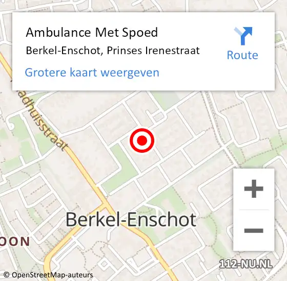 Locatie op kaart van de 112 melding: Ambulance Met Spoed Naar Berkel-Enschot, Prinses Irenestraat op 25 april 2017 07:49