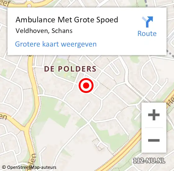 Locatie op kaart van de 112 melding: Ambulance Met Grote Spoed Naar Veldhoven, Schans op 25 april 2017 08:16