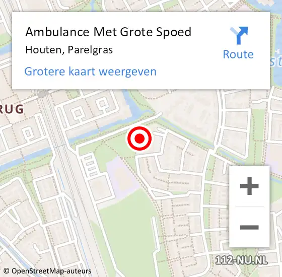 Locatie op kaart van de 112 melding: Ambulance Met Grote Spoed Naar Houten, Parelgras op 25 april 2017 08:53