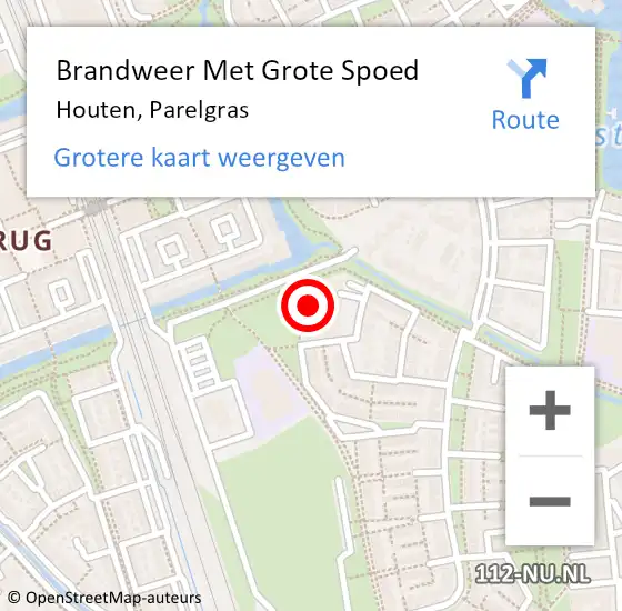 Locatie op kaart van de 112 melding: Brandweer Met Grote Spoed Naar Houten, Parelgras op 25 april 2017 08:54