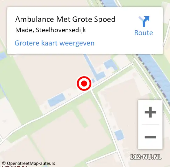 Locatie op kaart van de 112 melding: Ambulance Met Grote Spoed Naar Made, Steelhovensedijk op 25 april 2017 08:57