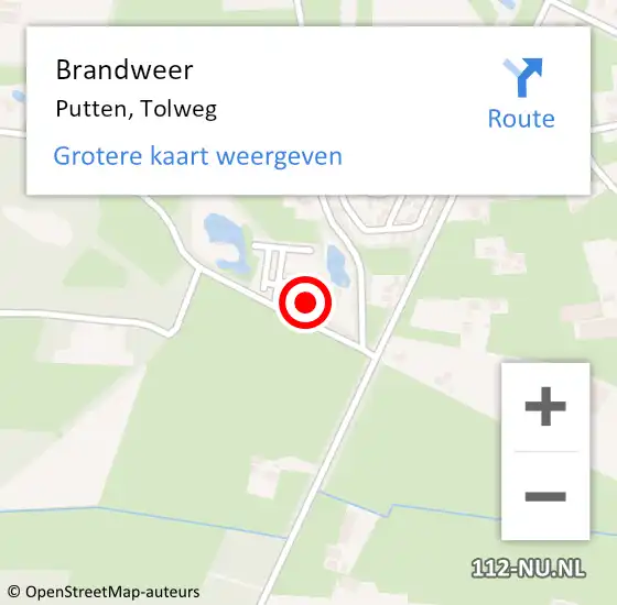 Locatie op kaart van de 112 melding: Brandweer Putten, Tolweg op 25 april 2017 09:15