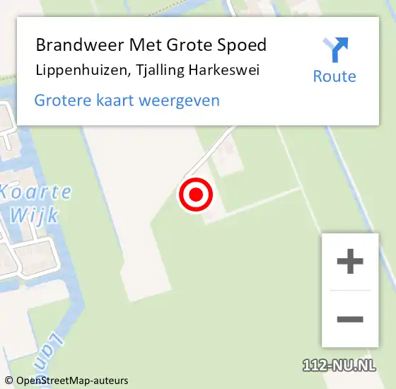 Locatie op kaart van de 112 melding: Brandweer Met Grote Spoed Naar Lippenhuizen, Tjalling Harkeswei op 25 april 2017 09:34