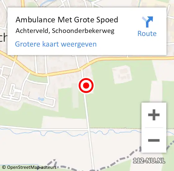 Locatie op kaart van de 112 melding: Ambulance Met Grote Spoed Naar Achterveld, Schoonderbekerweg op 25 april 2017 09:45