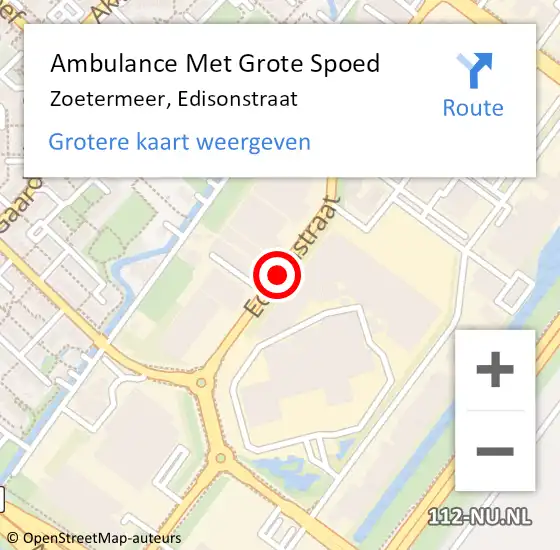 Locatie op kaart van de 112 melding: Ambulance Met Grote Spoed Naar Zoetermeer, Edisonstraat op 25 april 2017 11:08