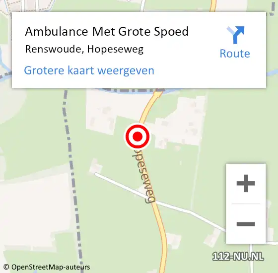 Locatie op kaart van de 112 melding: Ambulance Met Grote Spoed Naar Renswoude, Hopeseweg op 25 april 2017 11:54