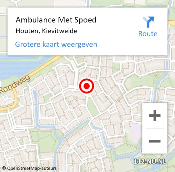 Locatie op kaart van de 112 melding: Ambulance Met Spoed Naar Houten, Kievitweide op 25 april 2017 11:55