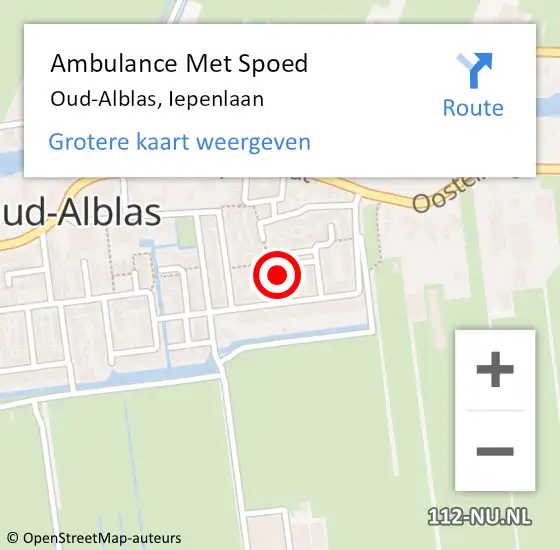 Locatie op kaart van de 112 melding: Ambulance Met Spoed Naar Oud-Alblas, Iepenlaan op 25 april 2017 12:11