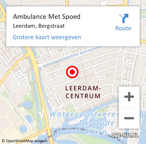 Locatie op kaart van de 112 melding: Ambulance Met Spoed Naar Leerdam, Bergstraat op 25 april 2017 12:41