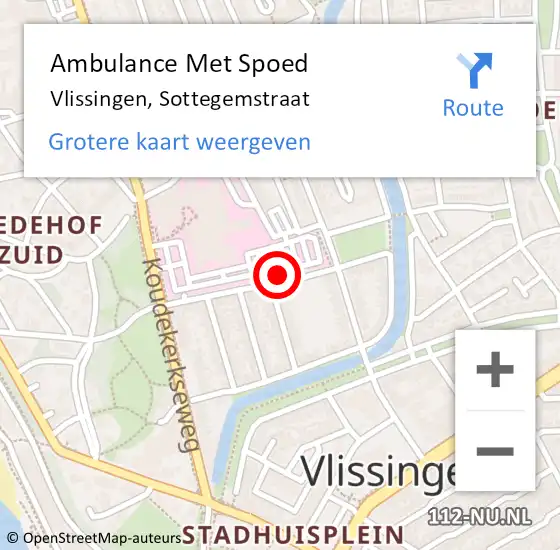 Locatie op kaart van de 112 melding: Ambulance Met Spoed Naar Vlissingen, Sottegemstraat op 25 april 2017 13:49