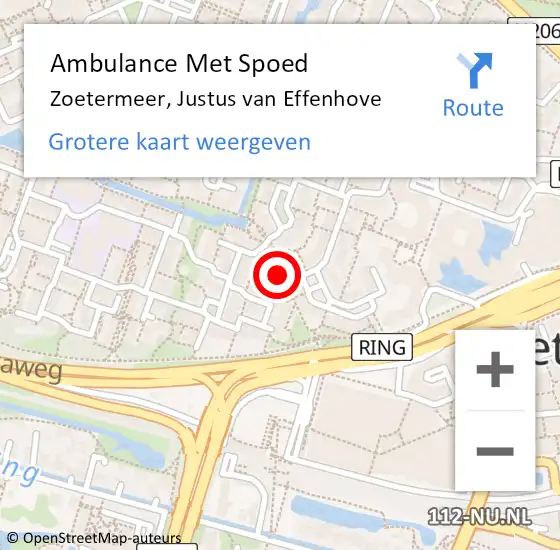 Locatie op kaart van de 112 melding: Ambulance Met Spoed Naar Zoetermeer, Justus van Effenhove op 25 april 2017 14:13
