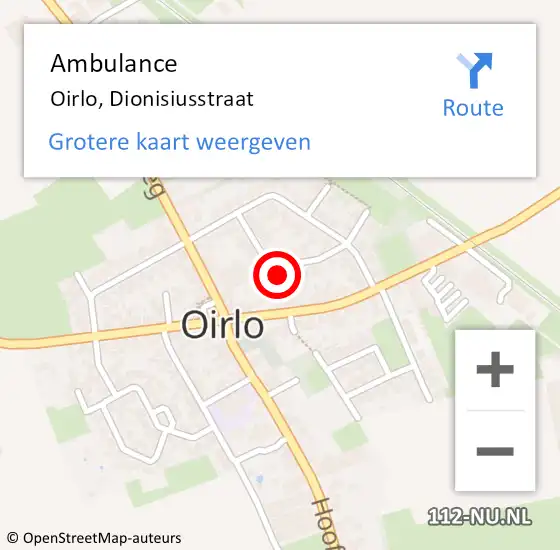 Locatie op kaart van de 112 melding: Ambulance Oirlo, Dionisiusstraat op 25 april 2017 14:32