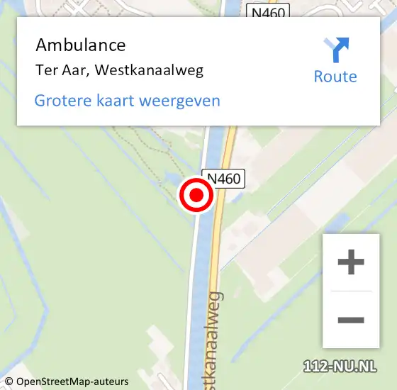 Locatie op kaart van de 112 melding: Ambulance Ter Aar, Westkanaalweg op 25 april 2017 15:07