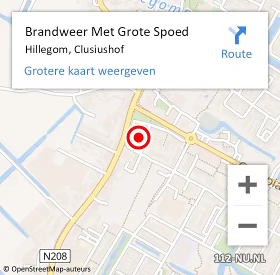 Locatie op kaart van de 112 melding: Brandweer Met Grote Spoed Naar Hillegom, Clusiushof op 25 april 2017 15:10