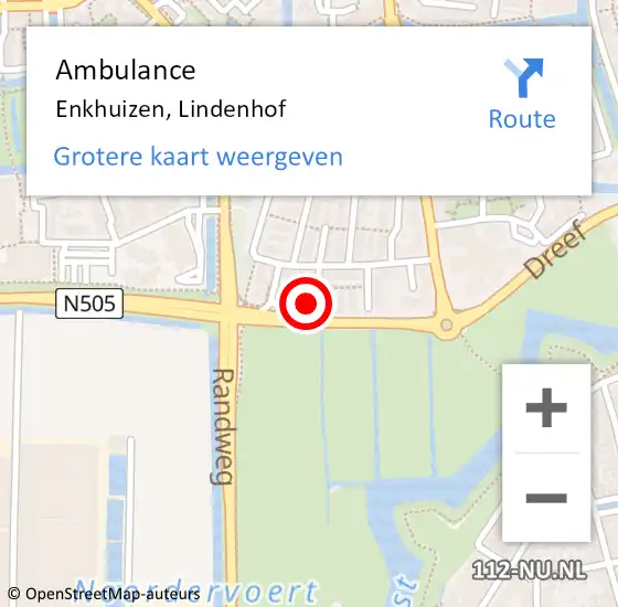 Locatie op kaart van de 112 melding: Ambulance Enkhuizen, Lindenhof op 25 april 2017 15:25