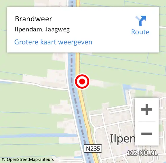 Locatie op kaart van de 112 melding: Brandweer Ilpendam, Jaagweg op 25 april 2017 16:01