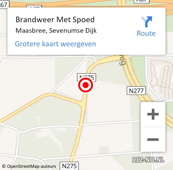 Locatie op kaart van de 112 melding: Brandweer Met Spoed Naar Maasbree, Sevenumse Dijk op 25 april 2017 16:15