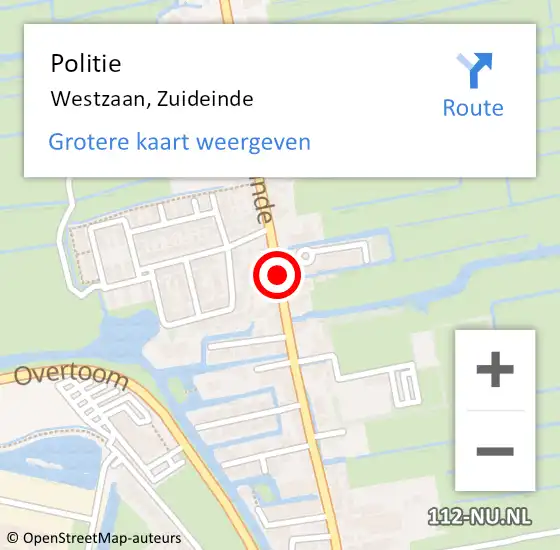 Locatie op kaart van de 112 melding: Politie Westzaan, Zuideinde op 25 april 2017 16:26