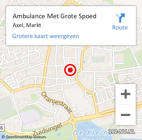 Locatie op kaart van de 112 melding: Ambulance Met Grote Spoed Naar Axel, Markt op 25 april 2017 17:01