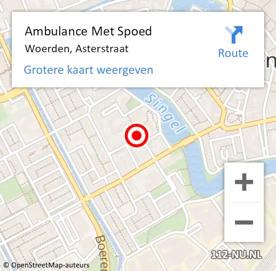 Locatie op kaart van de 112 melding: Ambulance Met Spoed Naar Woerden, Asterstraat op 25 april 2017 17:23