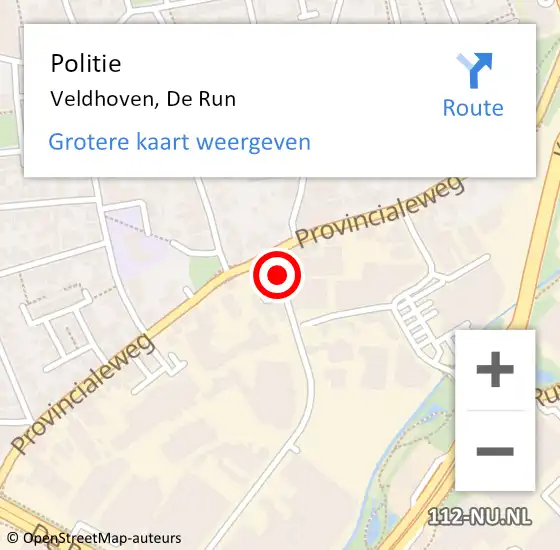 Locatie op kaart van de 112 melding: Politie Veldhoven, De Run op 25 april 2017 17:34