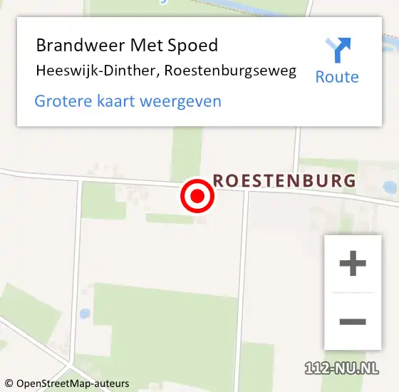 Locatie op kaart van de 112 melding: Brandweer Met Spoed Naar Heeswijk-Dinther, Roestenburgseweg op 25 april 2017 17:38