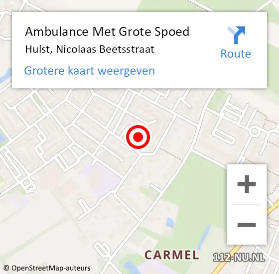 Locatie op kaart van de 112 melding: Ambulance Met Grote Spoed Naar Hulst, Nicolaas Beetsstraat op 25 april 2017 18:19