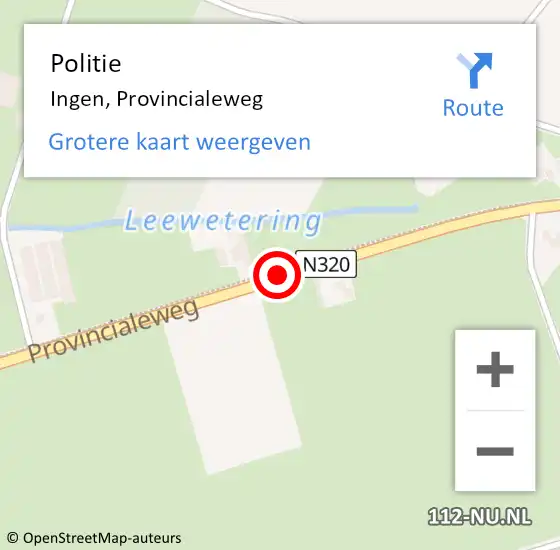 Locatie op kaart van de 112 melding: Politie Ingen, Provincialeweg op 25 april 2017 18:31