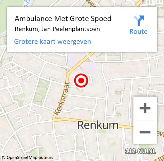 Locatie op kaart van de 112 melding: Ambulance Met Grote Spoed Naar Renkum, Jan Peelenplantsoen op 25 april 2017 19:23